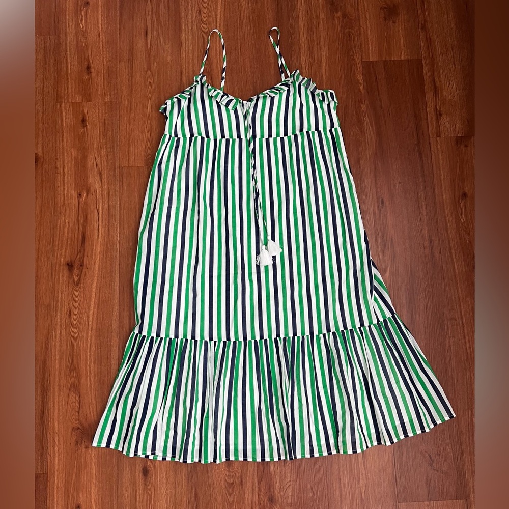 NWT J. Crew Factory  Striped Ruffle tiered maxi cover-up dress